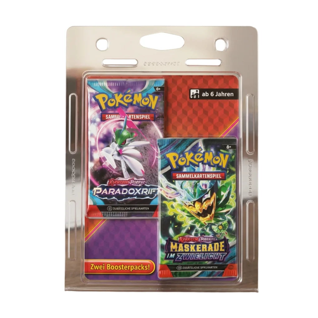 german pokemon card packs Pokémon Paradoxrift & Maskerade im Zwielicht 2-Pack Blister Cards:55 Cards zombie art Pokemon TCG SS Darkness
