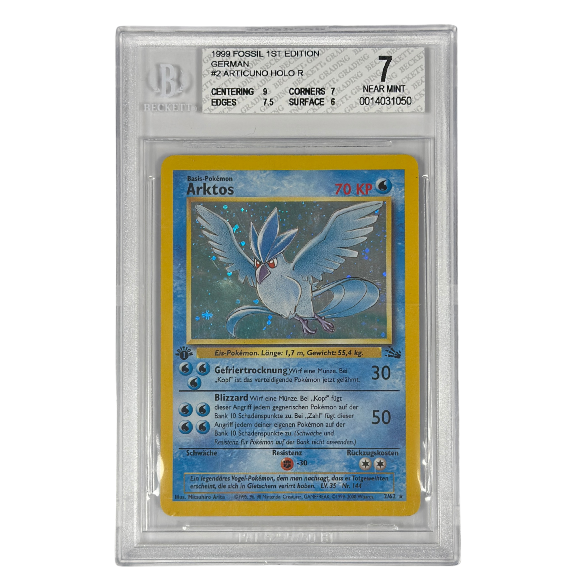 Pokémon - Articuno Holo #2/62 (Fossil 1st Edition) – BGS 7 Near Mint