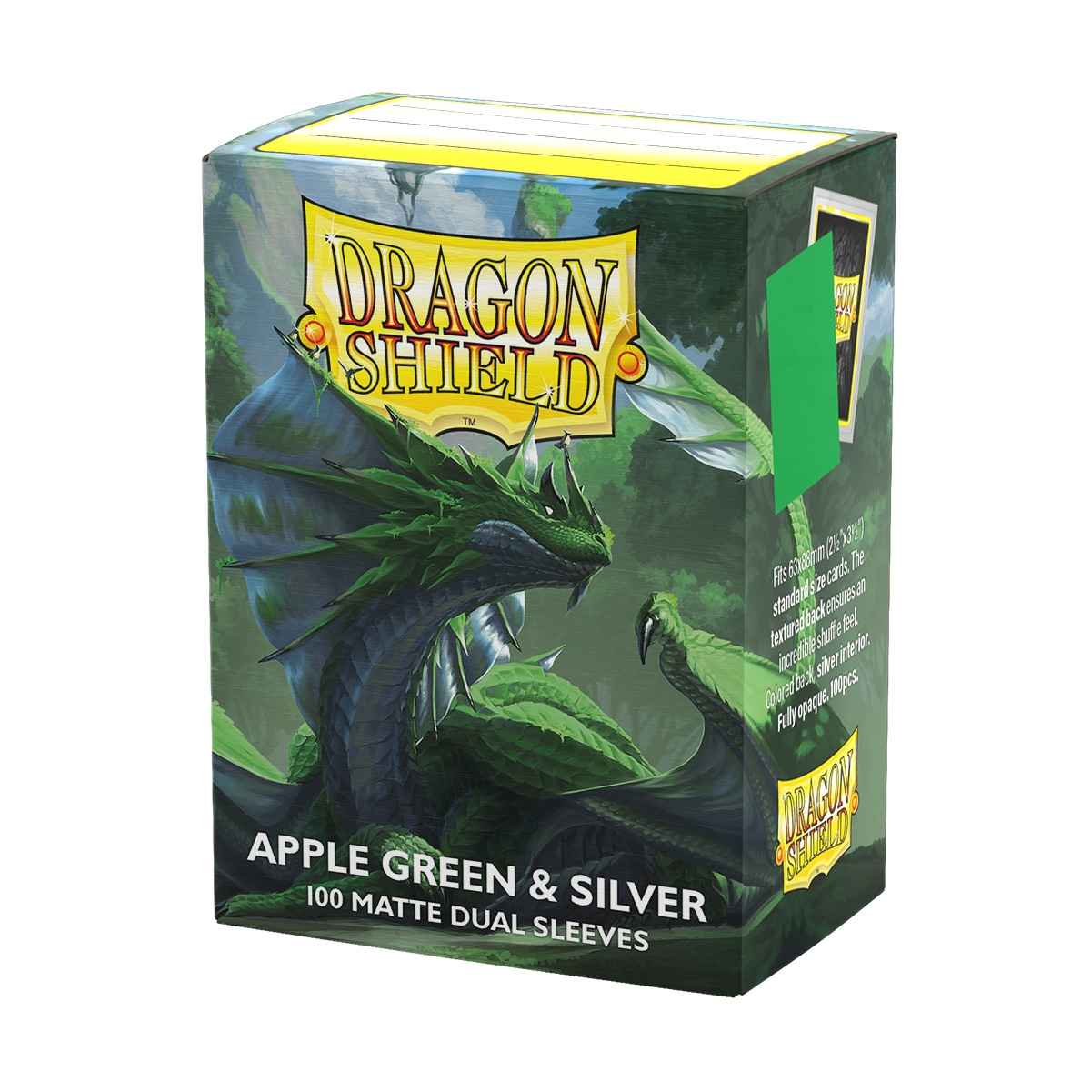 Dragon Shield Koszulki – Podwójne matowe zielone jabłko i srebrne (100 sztuk)