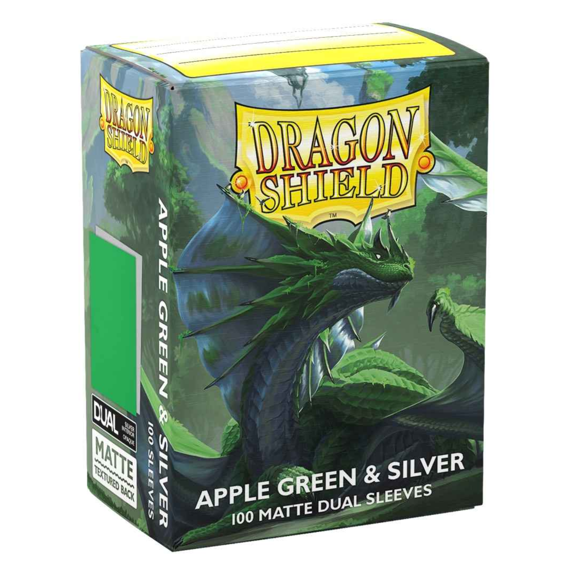 Dragon Shield Koszulki – Podwójne matowe zielone jabłko i srebrne (100 sztuk)
