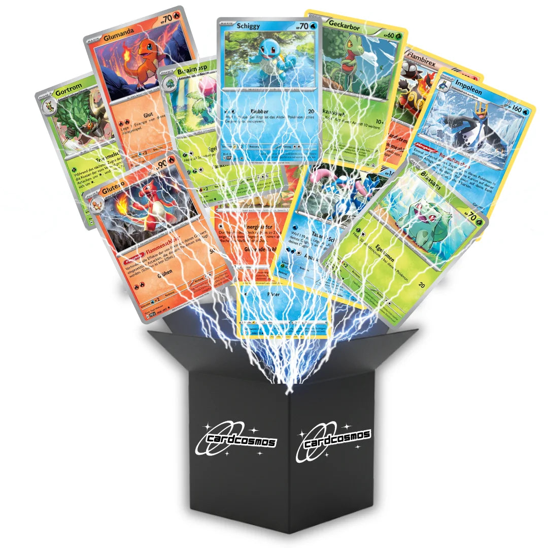 Pokémon Zestaw kart Niemiecki – 20 kart Starter Pokémon i Mega-Entwicklung – Losowo wybrane