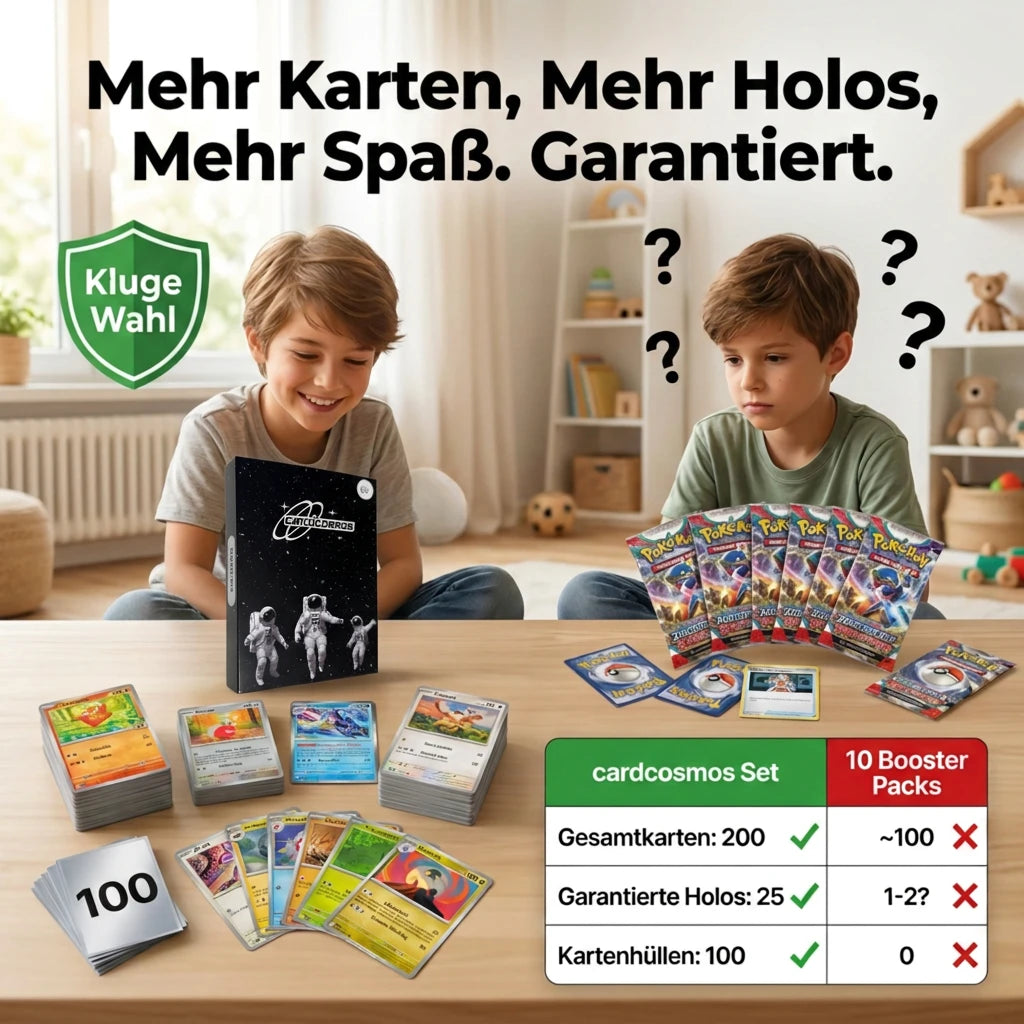 Pokémon Karten Set Angielski – 200 kart w tym 25 Holo + 100 Koszulek na karty
