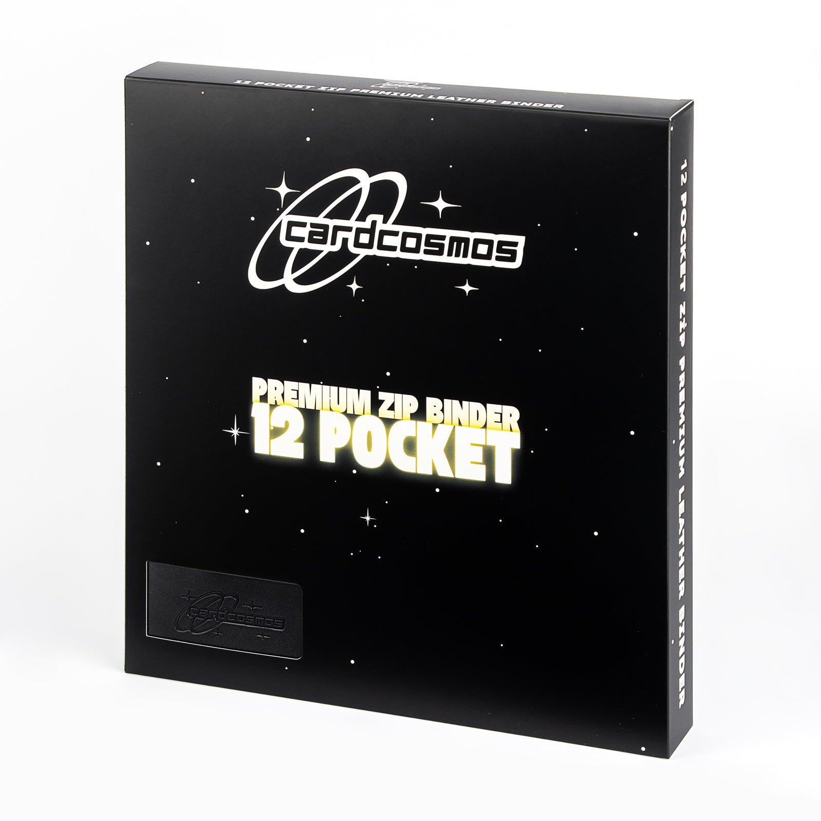 cardcosmos - 12-kieszeniowy Album z zamkiem Premium Skórzany - Czarny