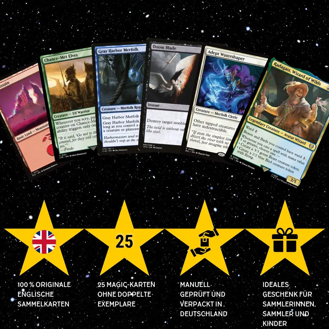 Magic: The Gathering Zestaw kart Angielski – 25 kart w tym 2 rzadkie + 100 koszulek na karty