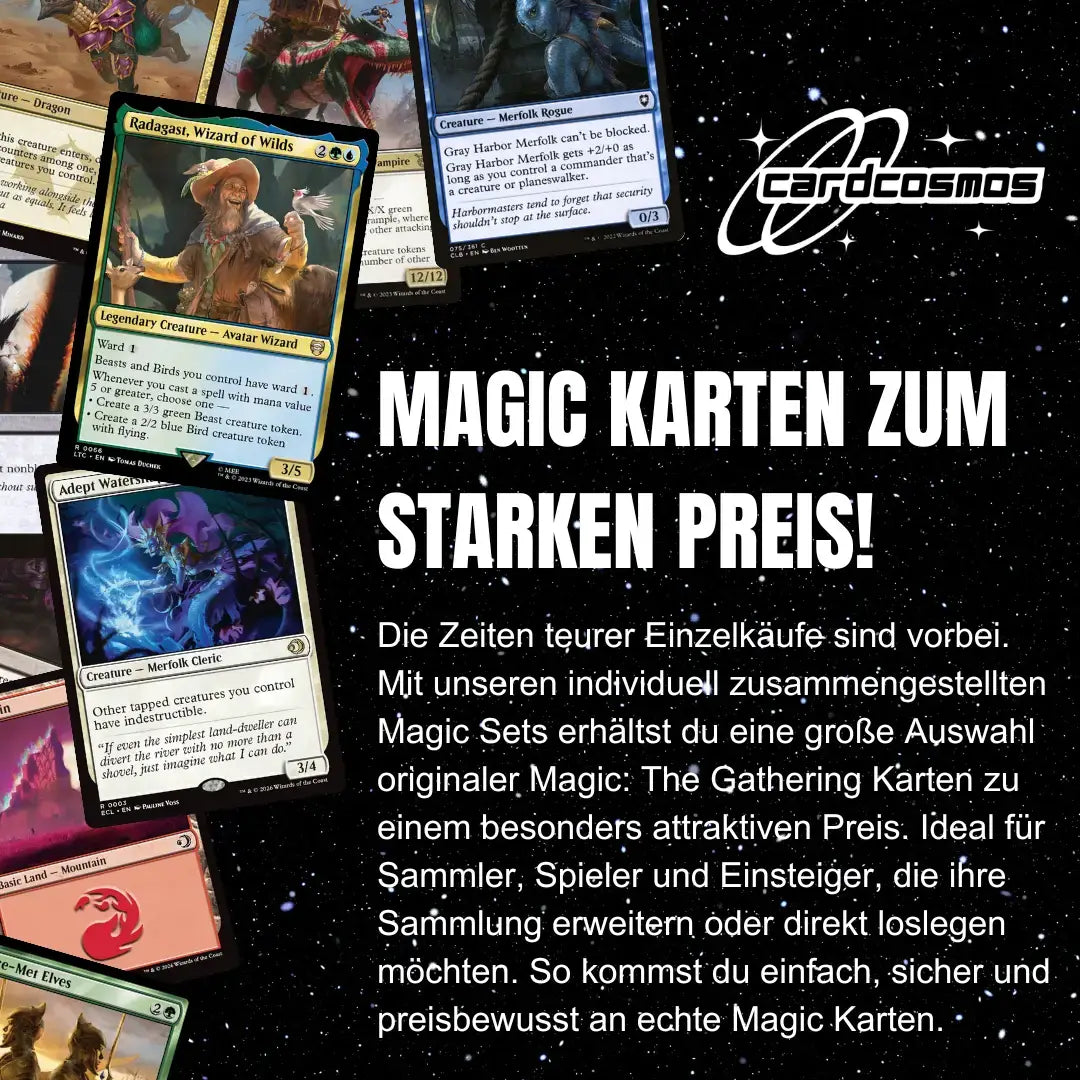 Magic: The Gathering Zestaw kart Angielski – 200 kart w tym 16 rzadkich i 4 Foil + 100 koszulek na karty