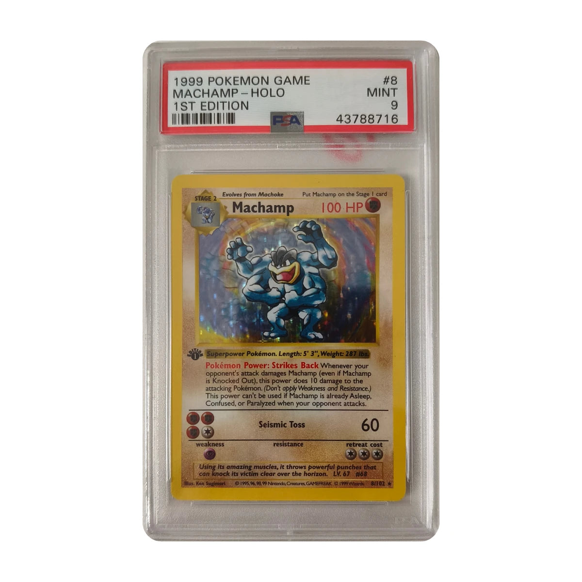 Pokémon - Machamp #8 (Base Set 1st Edition) – PSA 9 Mint
