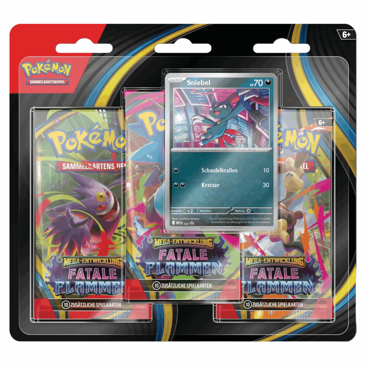 Pokémon - Mega-Entwicklung Fatale Flammen 3-Pack Blister - Sniebel - DE