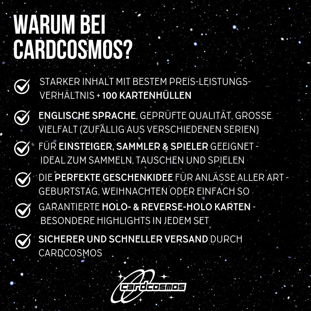 Pokémon Karten Set Englisch – 30 Karten inkl. 4 Holo + 100 Kartenhüllen