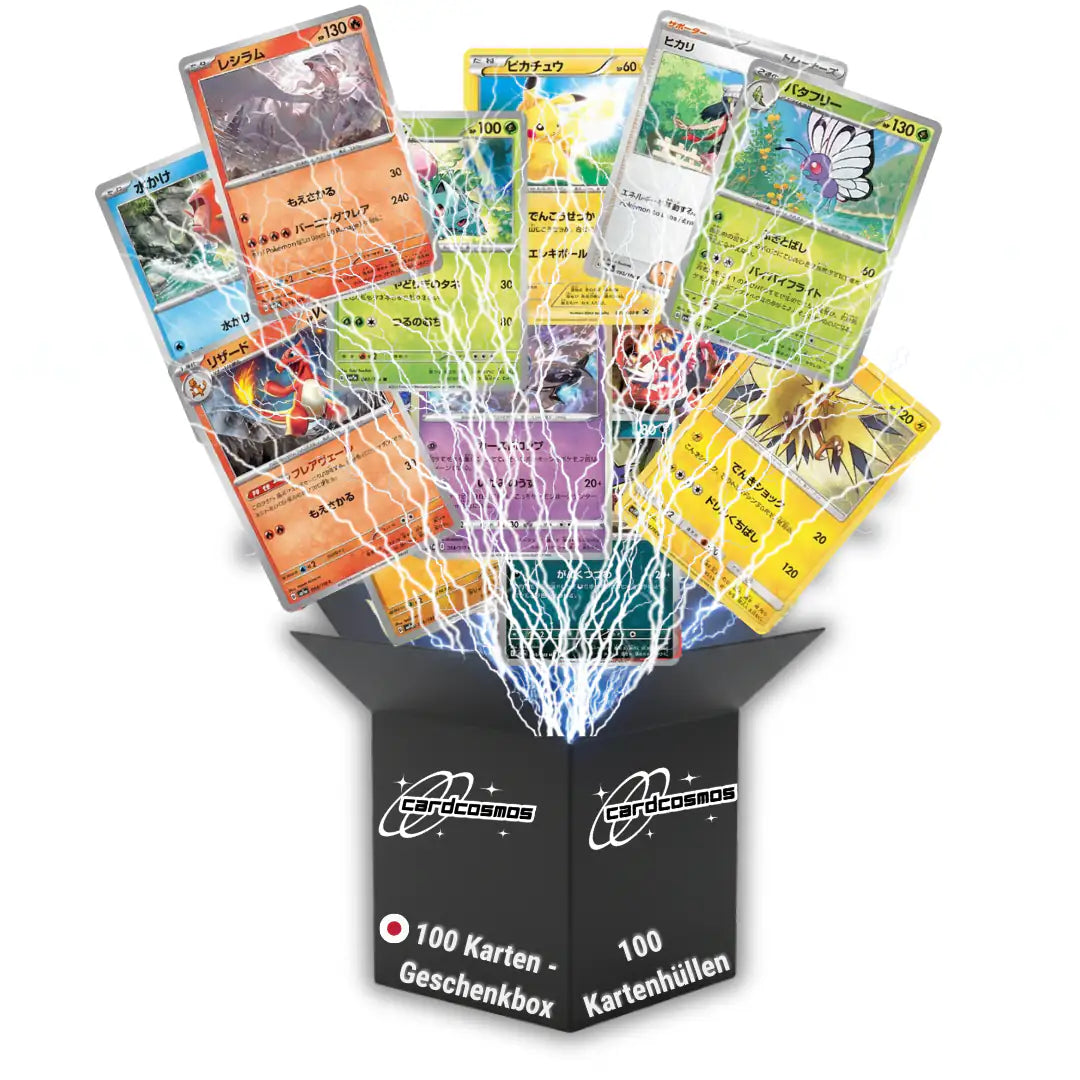 Pokémon Karten Set Japanisch – 100 Karten inkl. 12 Holo + 100 Kartenhüllen