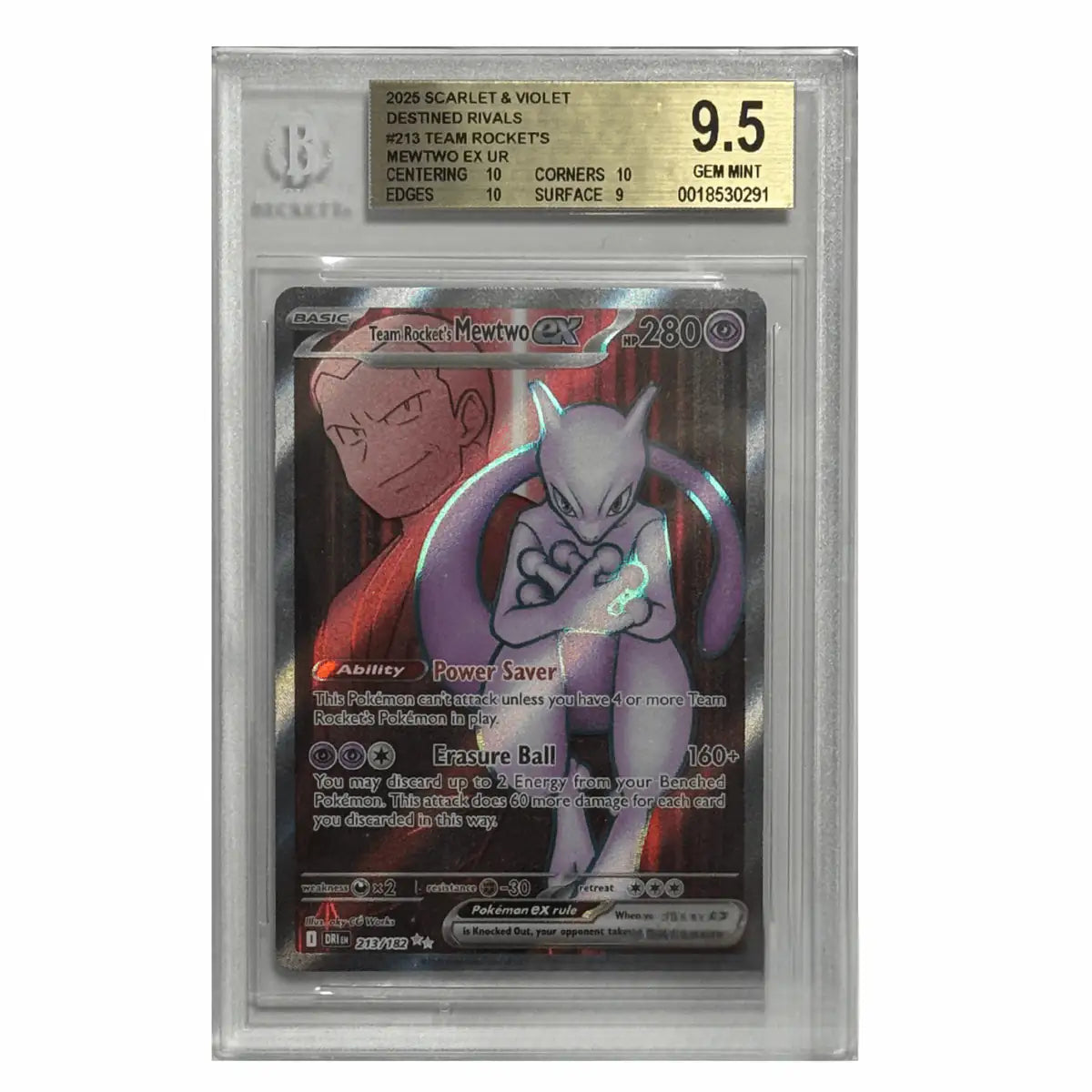 Pokémon – Team Rocket’s Mewtwo ex UR #213 (Destined Rivals) – BGS 9.5 Gem Mint