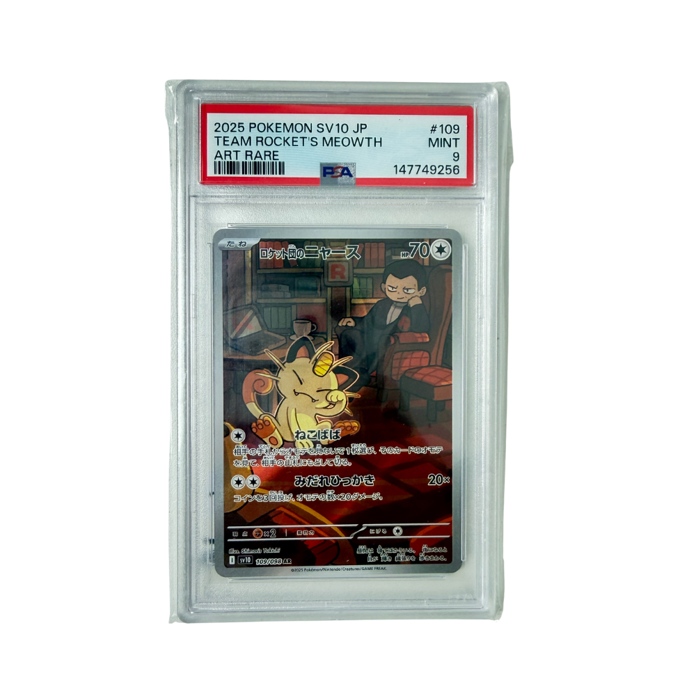 Pokémon - Team Rocket's Meowth #109/098 (SV10 Art Rare) – PSA 9 Mint