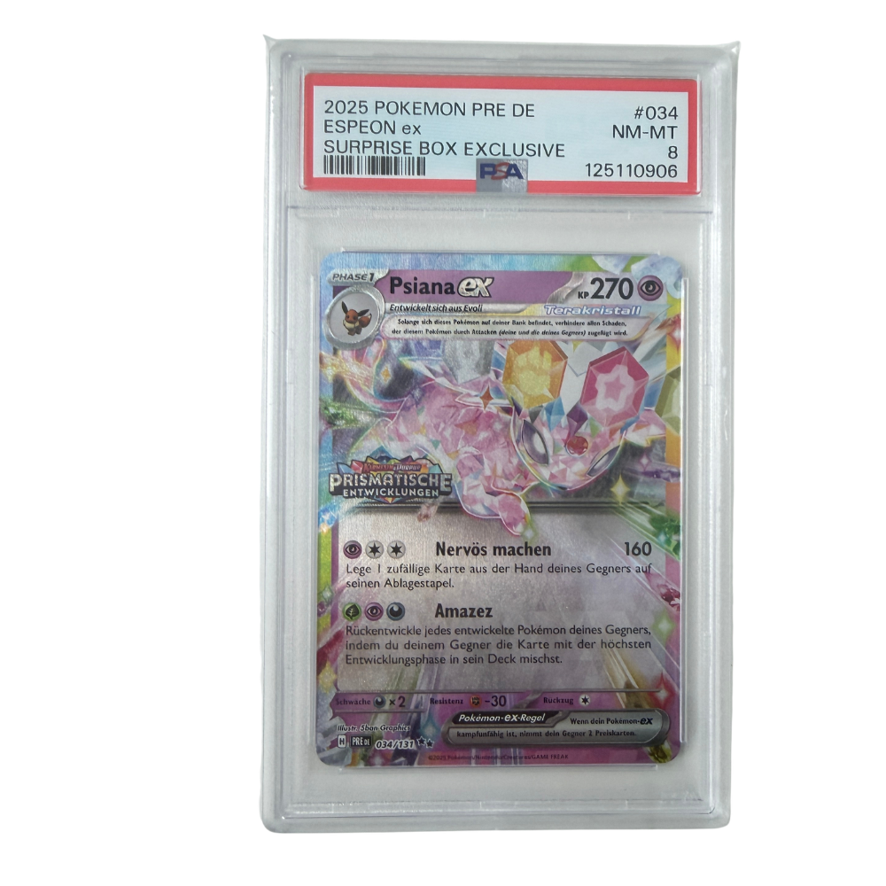 Pokémon - Psiana ex #034/131 (Prismatische Entwicklungen Surprise Box Exclusive) – PSA 8 NM-MT
