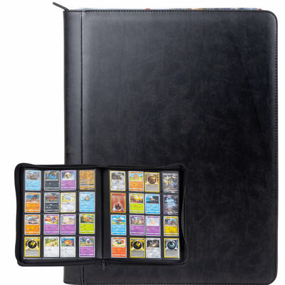 card binder 16 pocket 16-Pocket Binder Black with Zipper