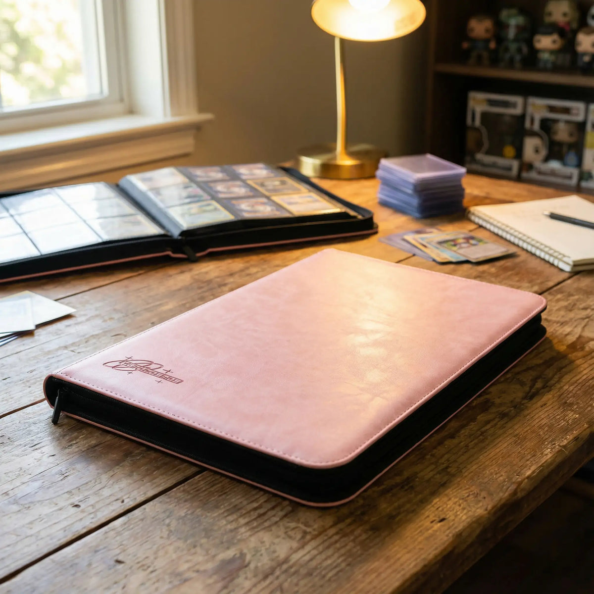 cardcosmos - 9 Pocket Zip Premium Leather Binder - Pink